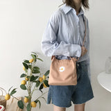 Women's Daisy Canvas Shoulder Bag Small Handbag Totes Vintage Purse