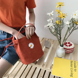 Women's Daisy Canvas Shoulder Bag Small Handbag Totes Vintage Purse