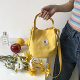 Women's Daisy Canvas Shoulder Bag Small Handbag Totes Vintage Purse