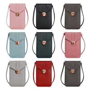 Women's One-shoulder Messenger Bag PU Mobile Phone Wallet Retro Buckle Small