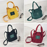 Women's Corduroy Shopper Shoulder Tote Bag Handbag