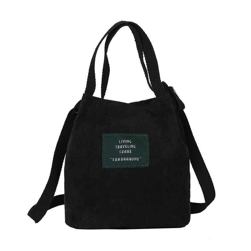 Women's Corduroy Shopper Shoulder Tote Bag Handbag