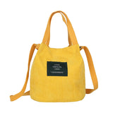 Women's Corduroy Shopper Shoulder Tote Bag Handbag