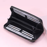 Women's Leather Zip Around Wallet Clutch Wristlet Travel Long Purse