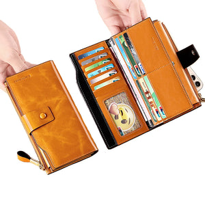 Women's Long Leather Clutch Purse Wallet
