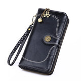 Women's Long Mobile Phone Oil Wax Leather Wallet