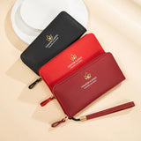 Women's Long Wallet Large Capacity Leaf Zipper Bag