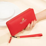 Women's Long Wallet Large Capacity Leaf Zipper Bag
