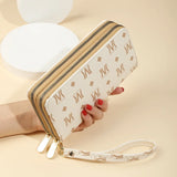 Women's Printed Long Wallet with Double Zipper