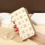Women's Printed Long Wallet with Double Zipper