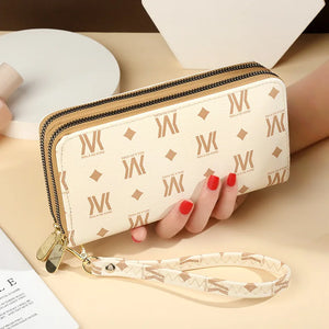 Women's Long Wallet Large Capacity Double Zipper Clutch Bag