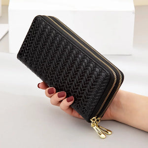Patent Leather Double Zip Large Wallet Clutch Bag