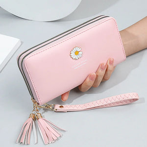 Women's Double Zipper Long Wallet Handbag