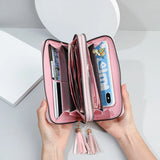 Women's Double Zipper Long Wallet Handbag