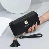 Women's Double Zipper Long Wallet Handbag