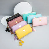 Women's Double Zipper Long Wallet Handbag