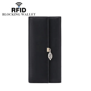 Women's Long Wallet RFID Style Wallet Pu Leaf Pendant wallet Baiyun