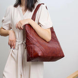 Women's Shoulder Bag Large Capacity Soft Pu Leather High Brown Casual Tote Bag
