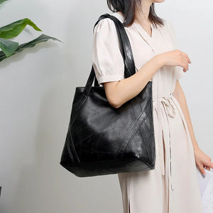 Women's Retro Soft Leather Shoulder Bag High Capacity Tote Bag