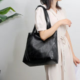Women's Retro Soft Leather Shoulder Bag High Capacity Tote Bag