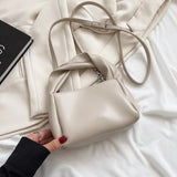 Women's Leather Bag High End French Square Bag Soft Leather