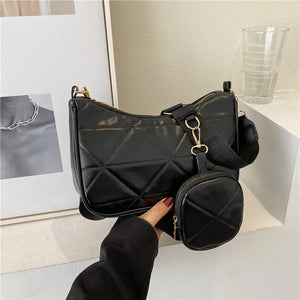 Women's Messenger Bag Rhombus Shoulder Bag Zipper Solid Square Bag
