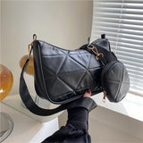 Women's Messenger Bag Rhombus Shoulder Bag Zipper Solid Square Bag