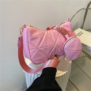 Women's Messenger Bag Rhombus Shoulder Bag Zipper Solid Square Bag