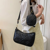 Women's Messenger Bag Rhombus Shoulder Bag Zipper Solid Square Bag