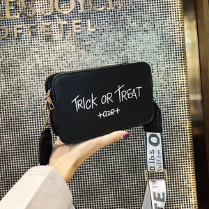 Women's Casual Messenger Bag with Letter Print Shoulder Strap