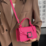 Small Crossbody Bag Knot Handle Top-handle Bag PU Leather Solid Flap Buckle