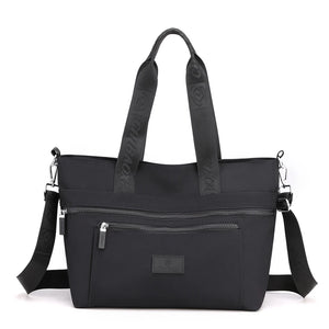 Waterproof Nylon Messenger Bag for Women - Black