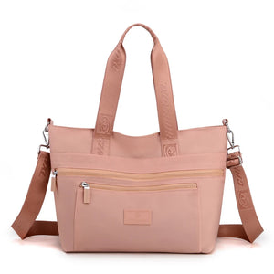 Waterproof Nylon Messenger Bag for Women - Black