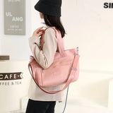Waterproof Nylon Messenger Bag for Women - Black