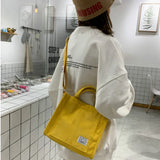 Women's Canvas Messenger Bag Casual Student Shoulder Solid Bag