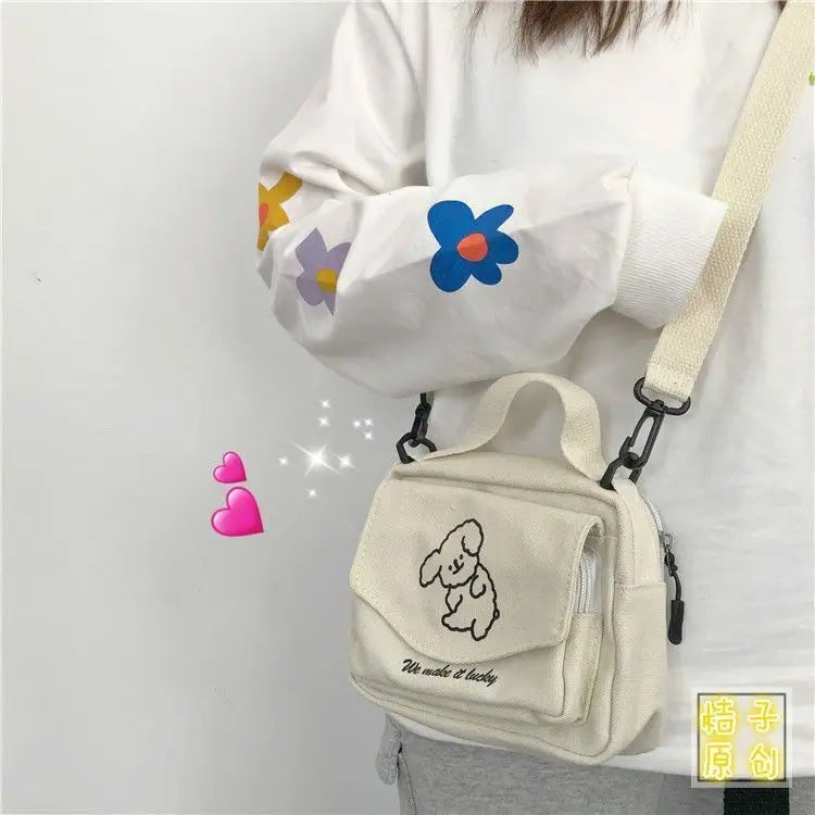 Women's Canvas Envelope Messenger Bag Sweet Cartoon Print Shoulder Bag