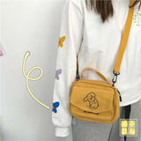Women's Canvas Envelope Messenger Bag Sweet Cartoon Print Shoulder Bag