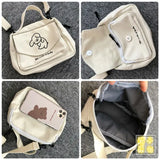 Women's Canvas Envelope Messenger Bag Sweet Cartoon Print Shoulder Bag