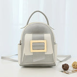 Women's Mini Contrast PU Leather Backpack Small School Bags