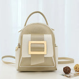 Women's Mini Contrast PU Leather Backpack Small School Bags