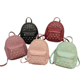 Mini PU Leather Backpack Solid Rivet Decoration Small Bagpack Girls Scho