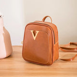 Women's Mini Backpack PU Leather V Letter Shoulder Bag