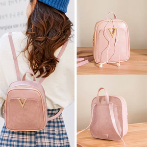 Women's Mini Backpack PU Leather V Letter Shoulder Bag