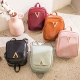 Women's Mini Backpack PU Leather V Letter Shoulder Bag