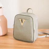 Women's Mini Backpack PU Leather V Letter Shoulder Bag