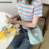 Women's Mini Canvas Shoulder Bag Daisy Small Handbag Vintage Purse