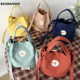 Women's Mini Canvas Shoulder Bag Daisy Small Handbag Vintage Purse