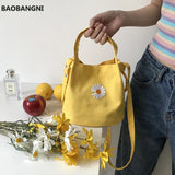 Women's Mini Canvas Shoulder Bag Daisy Small Handbag Vintage Purse