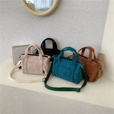 Women's Mini Corduroy Shoulder Bag Canvas Handbag Totes Casual Purse