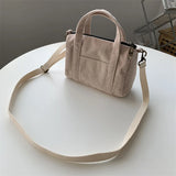 Women's Mini Corduroy Shoulder Bag Canvas Handbag Totes Casual Purse